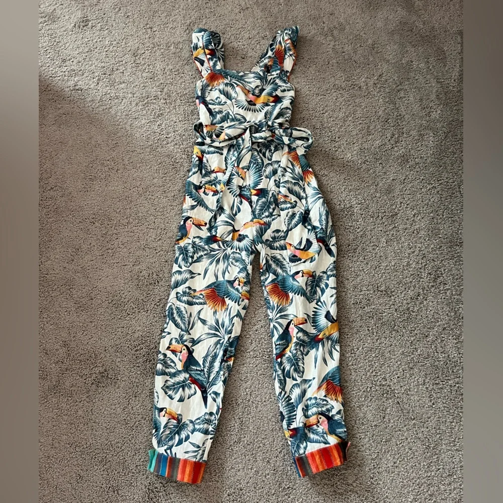NWT FARM Rio Tropical Toucan Print Jumpsuit Medium 8 - Picture 2 of 10
